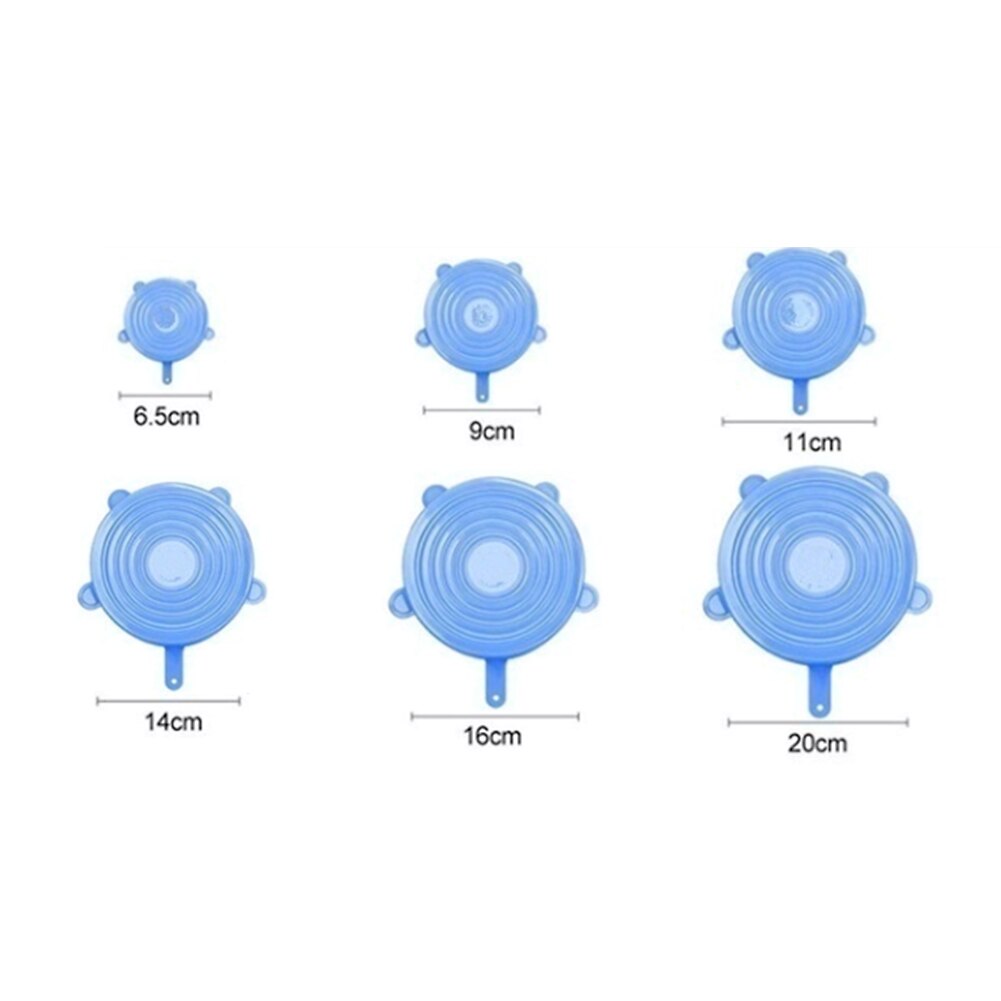 Portable Silicone Stretch Lids Practical Multi-functional Durable Cookware Reusable Pan Bowl Pot Food Fruit Fresh Seal Cover: 6pcs