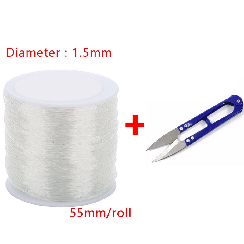 Xinyao 100 meters 0.5/1.5mm Round Elastic Line Transparent Crystal Elastic Beading Cord String Thread Rope Diy Findings: 55mm - size 1.5mm