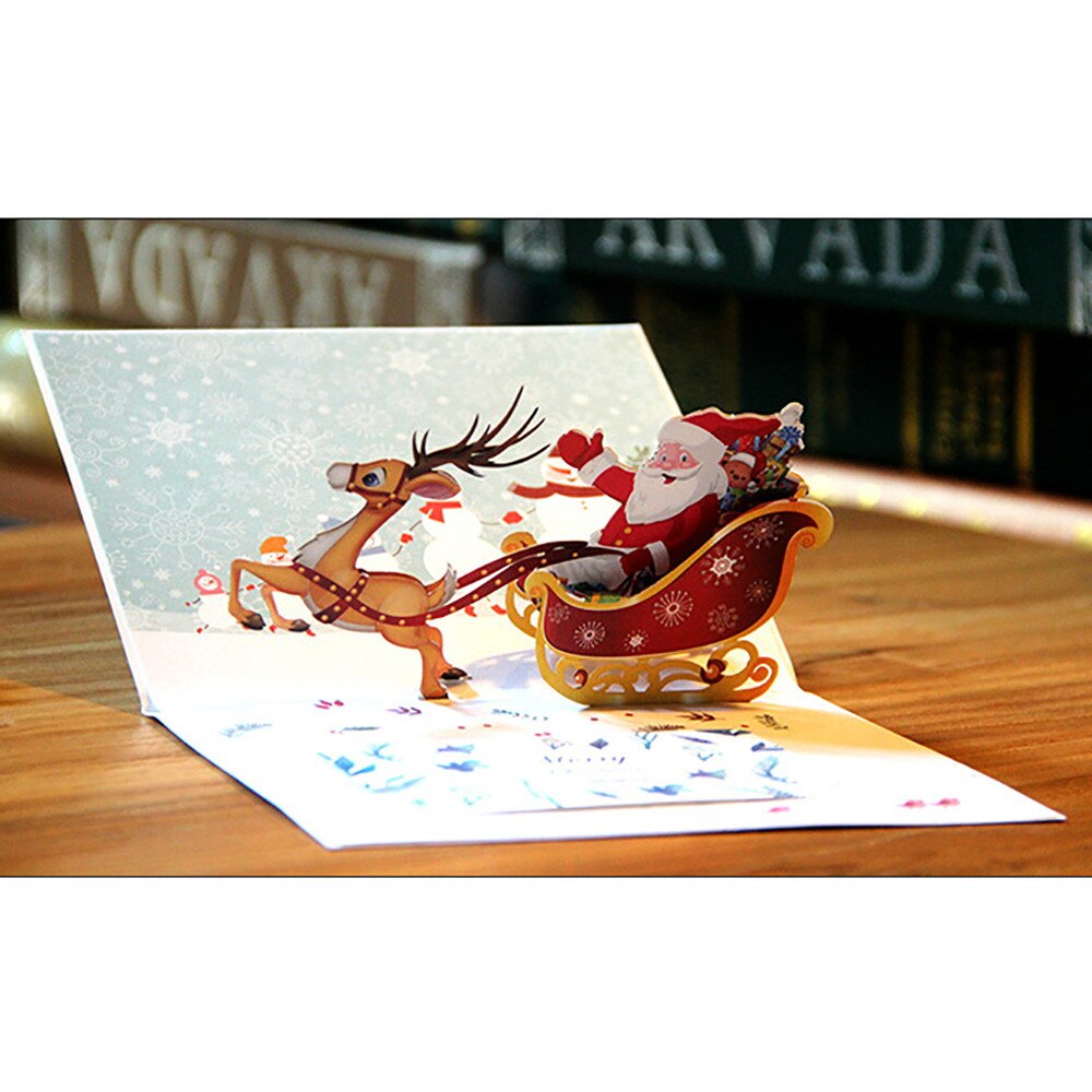 Greeting Cards christmas decorations 3D Up Card Santa Claus Christmas Deer Merry Christmas Greeting Cards #30