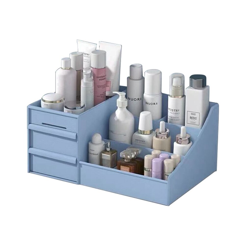 Makeup Organizer Dressing Table Makeup Box Organizer For Cosmetics Storage Makeup Jewelry Storage Box Desktop Table Organiser: Sky Blue