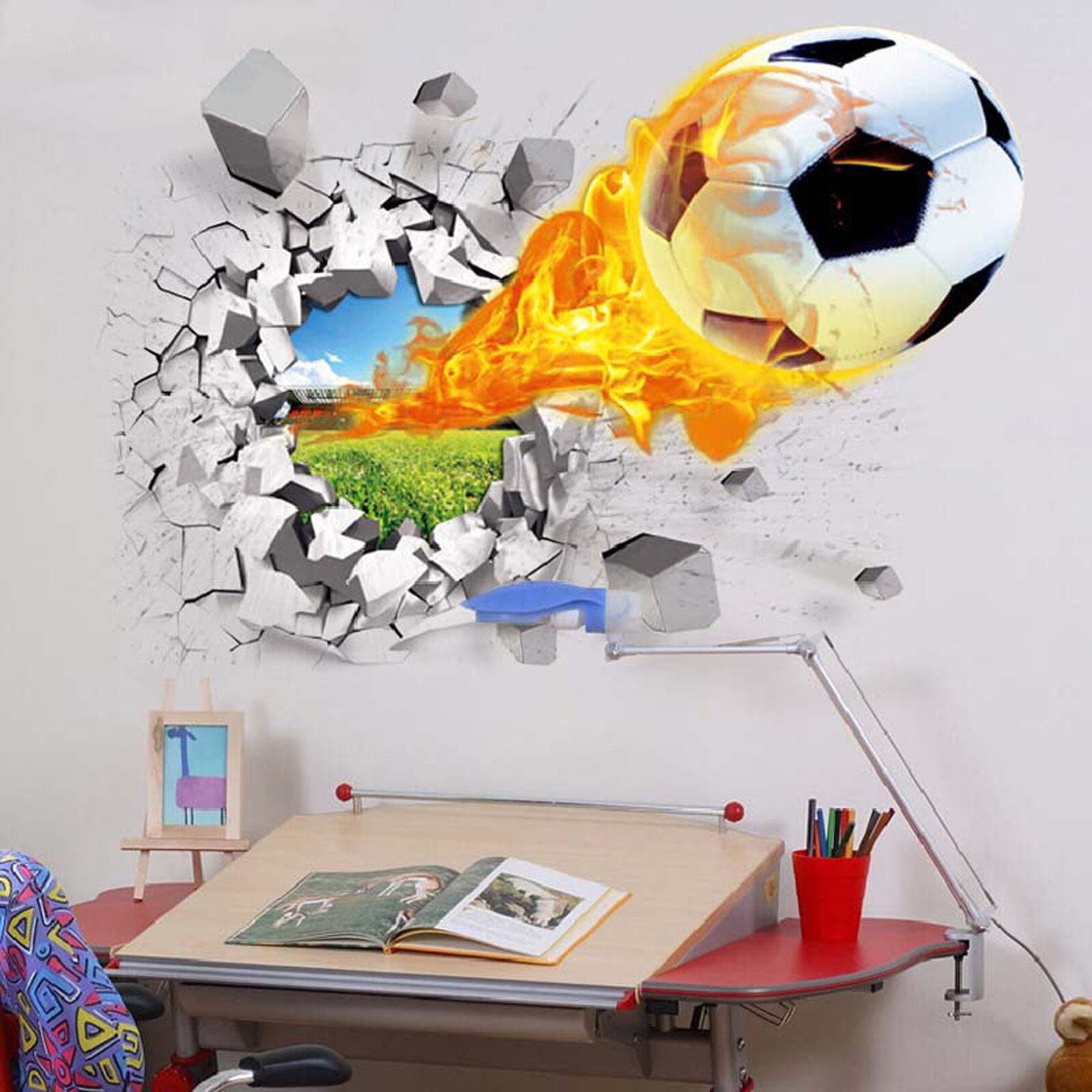 3D Stereoscopische Basketbal Voetbal Muur Plakken Achtergrond Muur Plakken Sticker Kamer Decorateion
