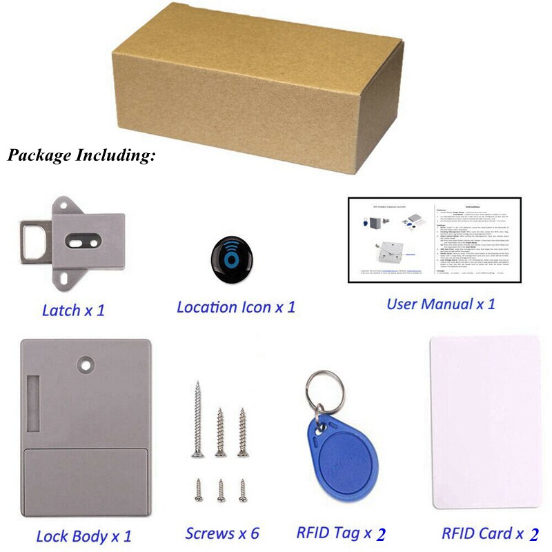 No hole Hidden RFID smart sensor lock Invisible IC card lock cabinet Drawer Electronic door Lock