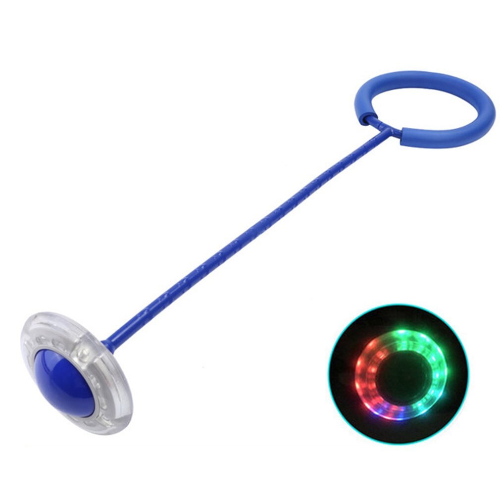 Bola de salto de juguete elástica para niños, juego de Yo, Anillo de pie luminoso, anillo de rotación: blue