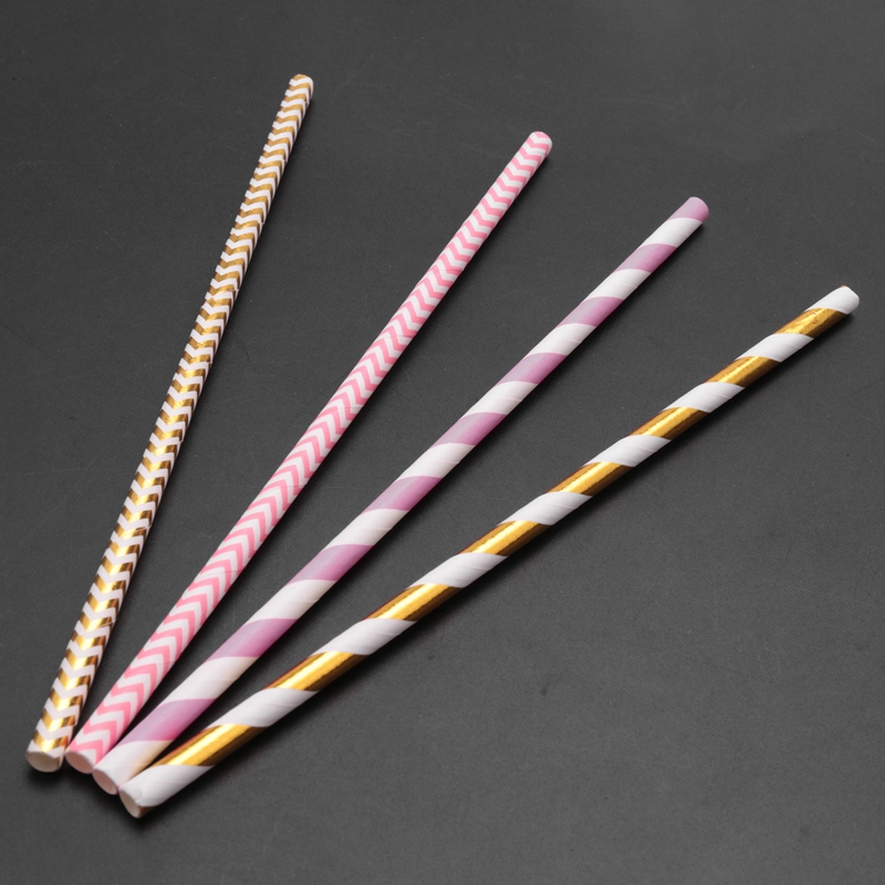 Biodegradable Paper Straws, 100 Pink For Party Supplies, Birthday, Wedding, Bridal/Baby Shower Decorations And Celebrati