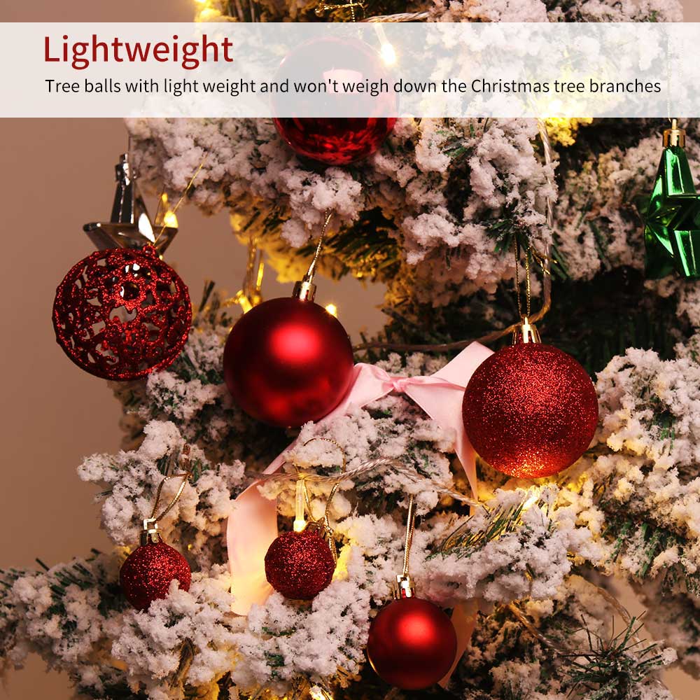 100pcs 3-6cm Gold Sliver Red Metallic Christmas Balls Decor Christmas Tree Balls Xmas Decorartion for Home Noel Year