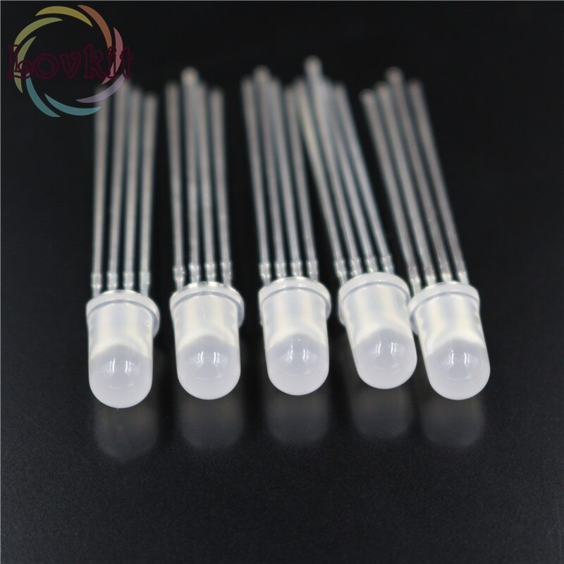 20pcs 5mm Diffused COMMON Cathode RGB LED Red Green Blue 4Pins Tri Color Emitting Diodes F5 RGB Diffused LEDs LIGHT