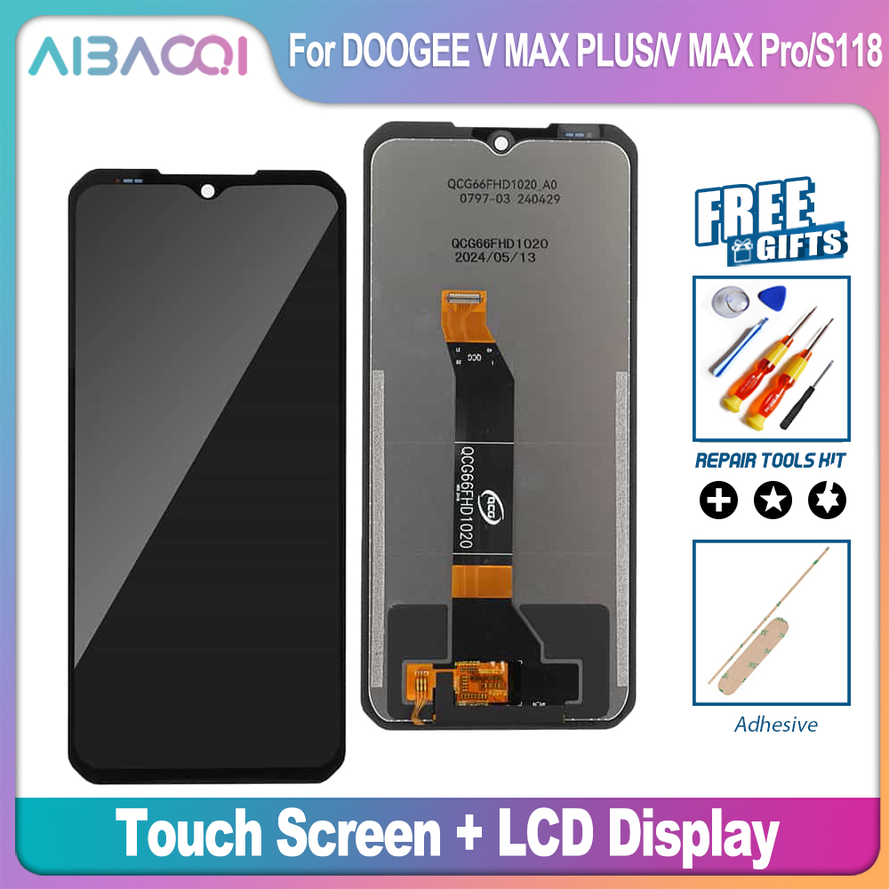 Aibaoqi brandnew display lcd montagem substituição para doogee s200 plus s200x fire 6 max v max pro v max plus s118 telefone: lótus azul
