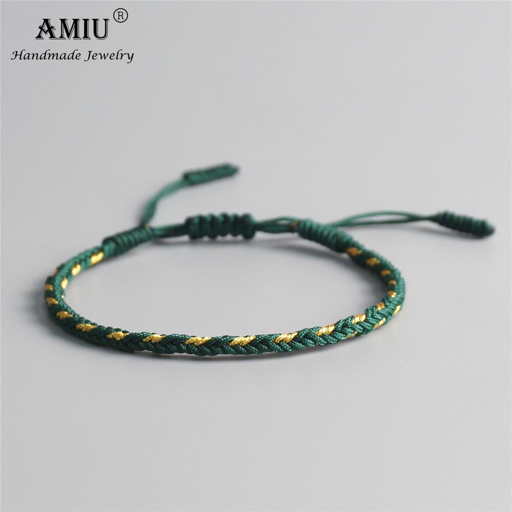 AMIU-Pulseras budistas tibetanas multicolores para mujer y hombre, brazaletes hechos a mano de nudos, cuerda de macramé, pulsera de la suerte: 6