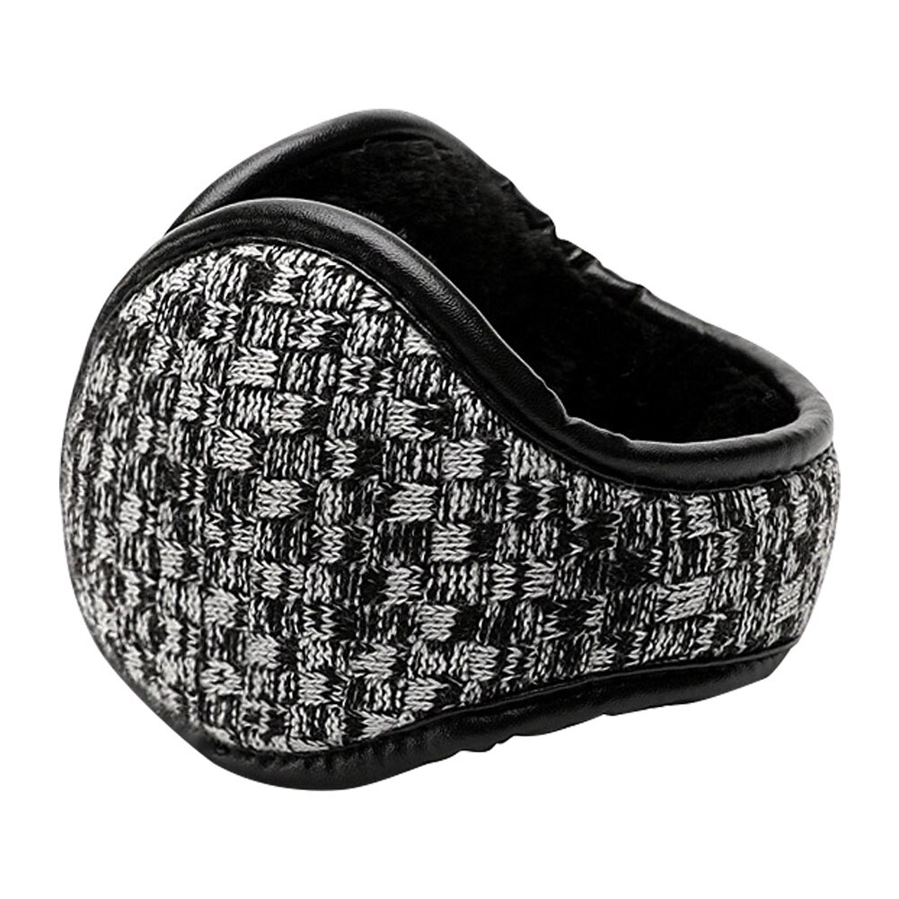 Orejeras plegables de cuero sintético para hombre, orejeras portátiles para deportes al aire libre, senderismo, para viajes de invierno: Black White