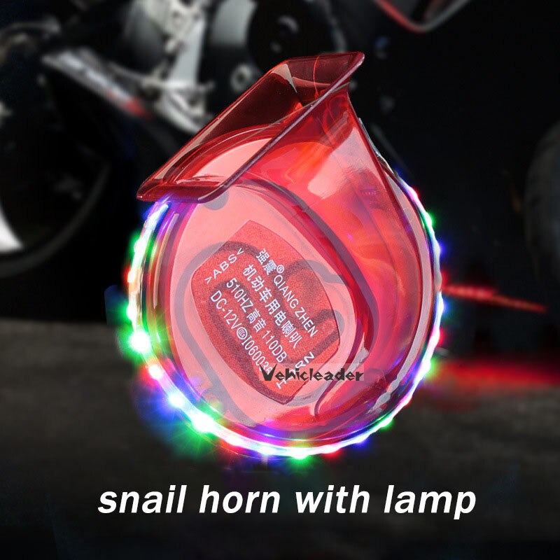 Bocina de Caracol de 12V para motocicleta, con luz led, altavoz de voz fuerte y transparente, bocina de aire para coche y moto, electrónica Universal con lámpara LED