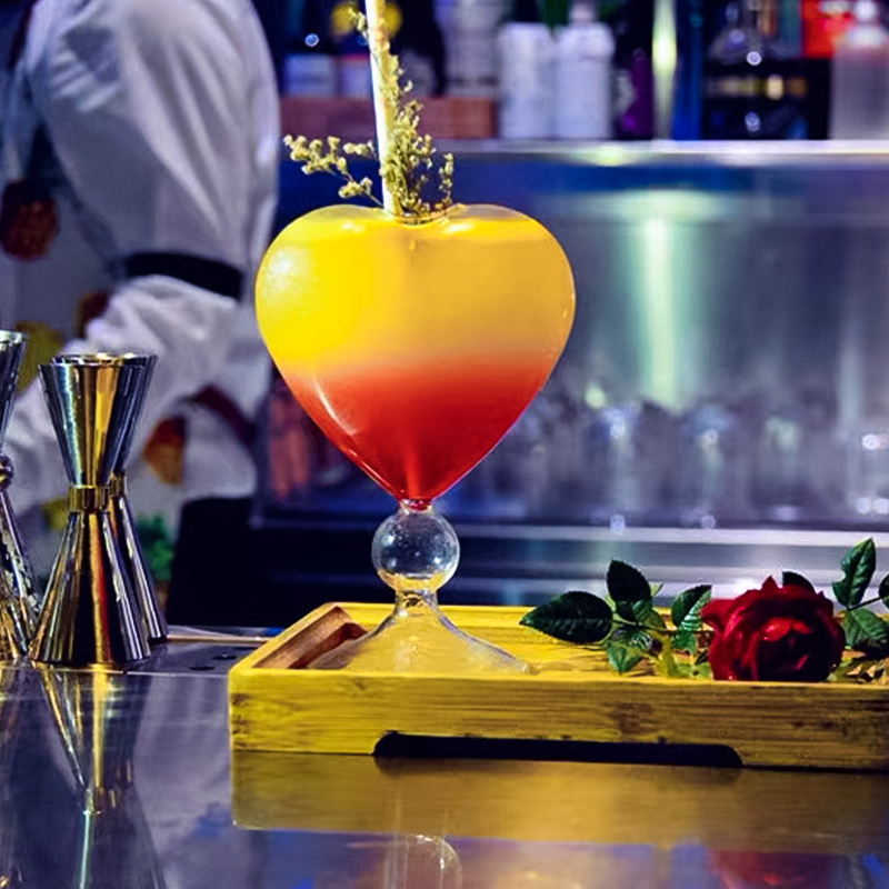 Vaso de Martini inclinado Scrub Cocktail copa de vidrio sin plomo tazas de burbuja increíble hermosa en forma de corazón