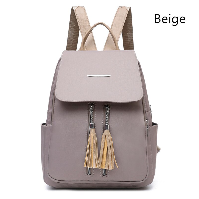 Mochila con flecos a la para mujer, nueva Oxford, mochilas de viaje impermeables para adolescentes y estudiantes,: Beige