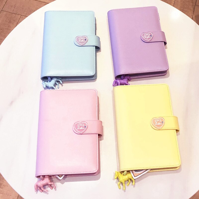 A6 Bitterkoekje Super Set Meisje Hart Notebook Losbladige Diy Notepad Handbook Dagboek Pu Lederen Cover Dagboek Agenda Planner papier