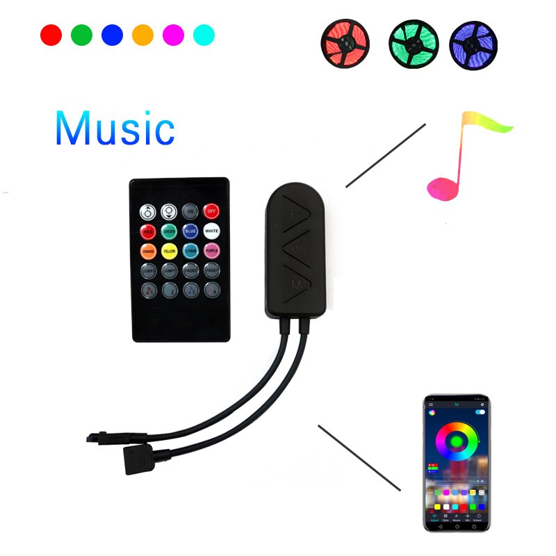Dc 12V-24V Rgb Led Controller App Bluetooth Rgb Muziek Controller Voor Led Strip Licht 5050 4 pin Rgb Controller 12V-24V: Default Title