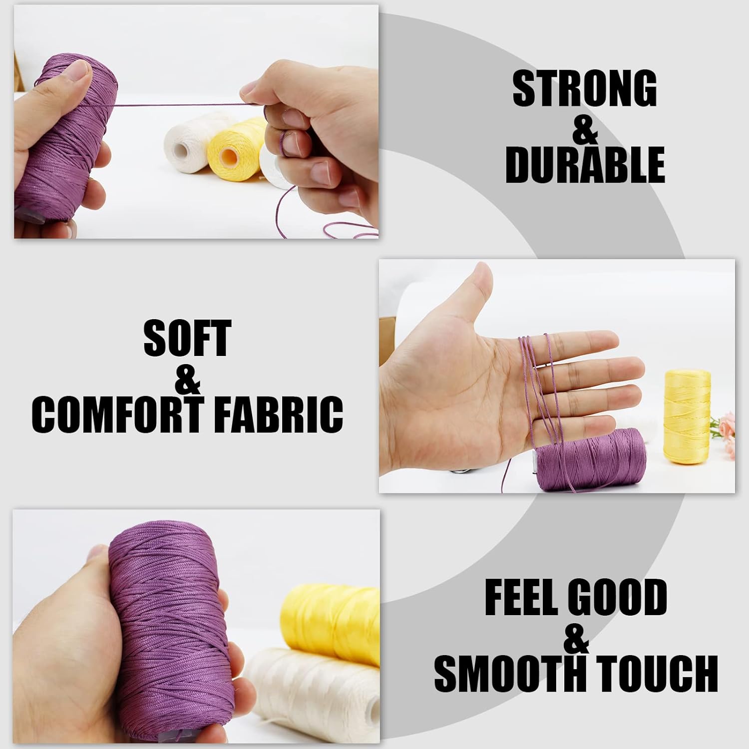 Cordón de macramé de polipropileno de 1,5mm y 200m, hilo artístico, tejido de colores, bolsa de ganchillo, manualidades para colgar, alfombra inferior