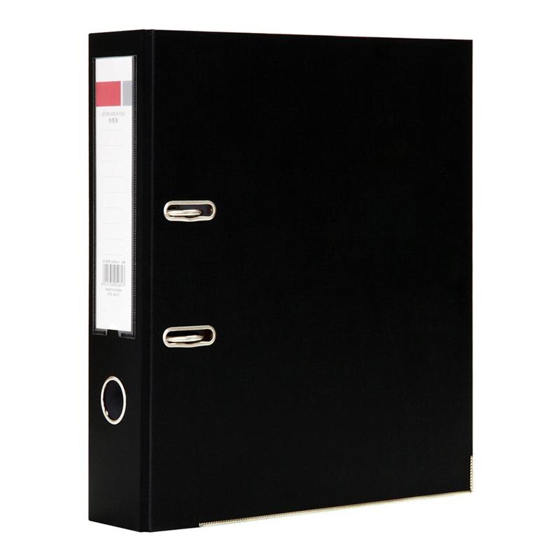 A4 Size File Folder Plastic Lever Arch File Folders With Clip And Finger Grip Hole Document Organizer Office Files Holder: Black