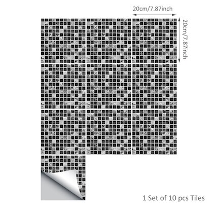 Funlife keittiön koristelu liima mosaiikki laatta tarra kylpyhuoneen seinä vinyyli tapetti vedenpitävä laatat pvc paneeli roiskeet: 20cm / 20 kpl