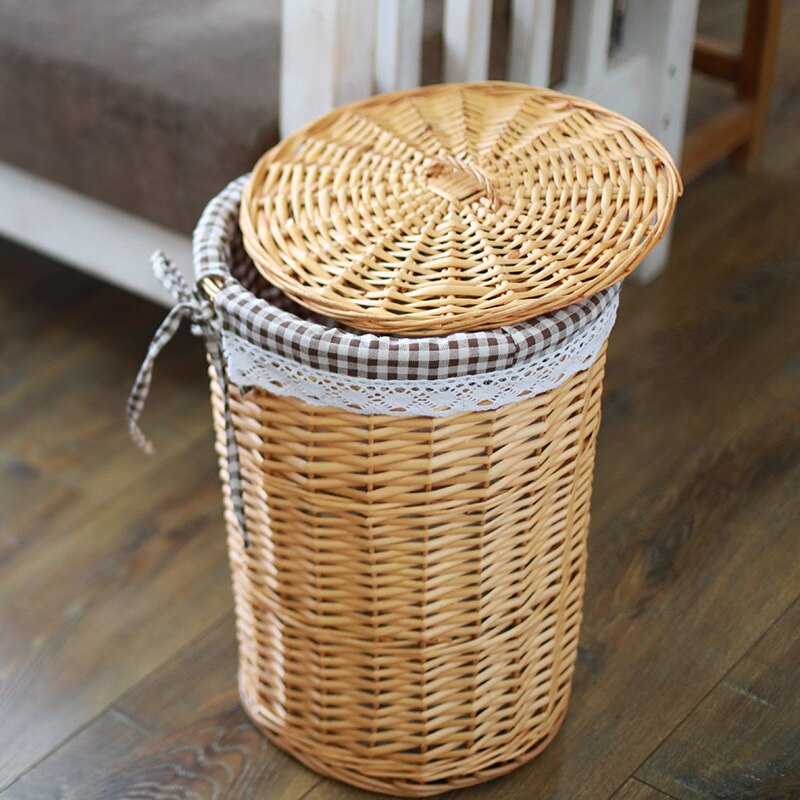 Clothes storage basket hamper laundry barrel rattan large clothing toy tweezers household with cover