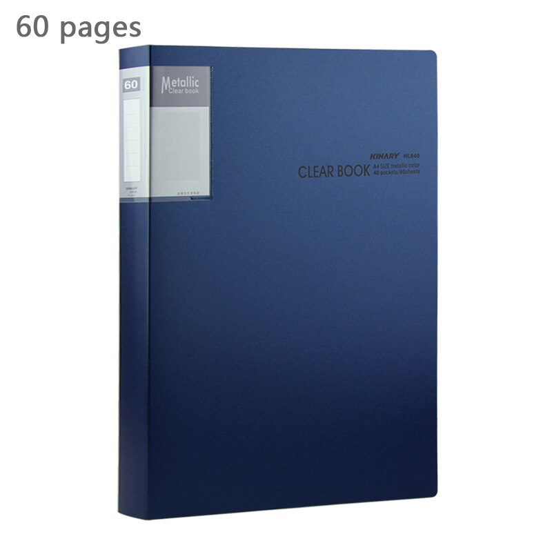 Business Metaal Kleur Informatie Boek Map A4 Multi-layer Transparant Clip Insert Tas Bestand Boek Bestandsmap 40 Pagina 'S 60 Pagina 'S: 60 pages blue