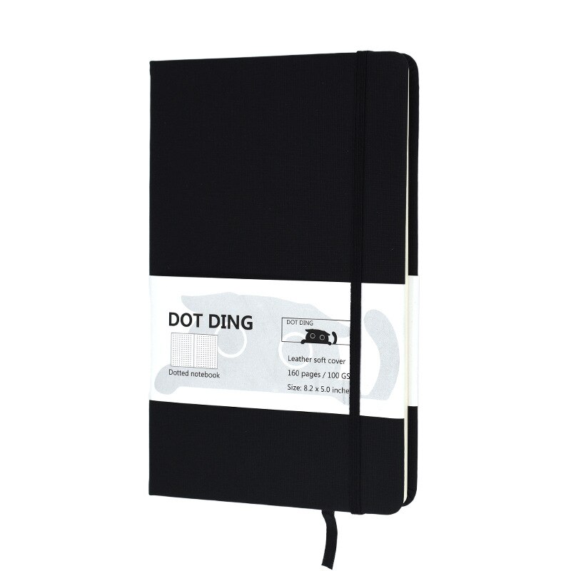 A5 Dotted Notebook 100 GSM A5 Journal Cloth hard cover, 160 pages, ivory white paper Hand-made planner Agenda: Black