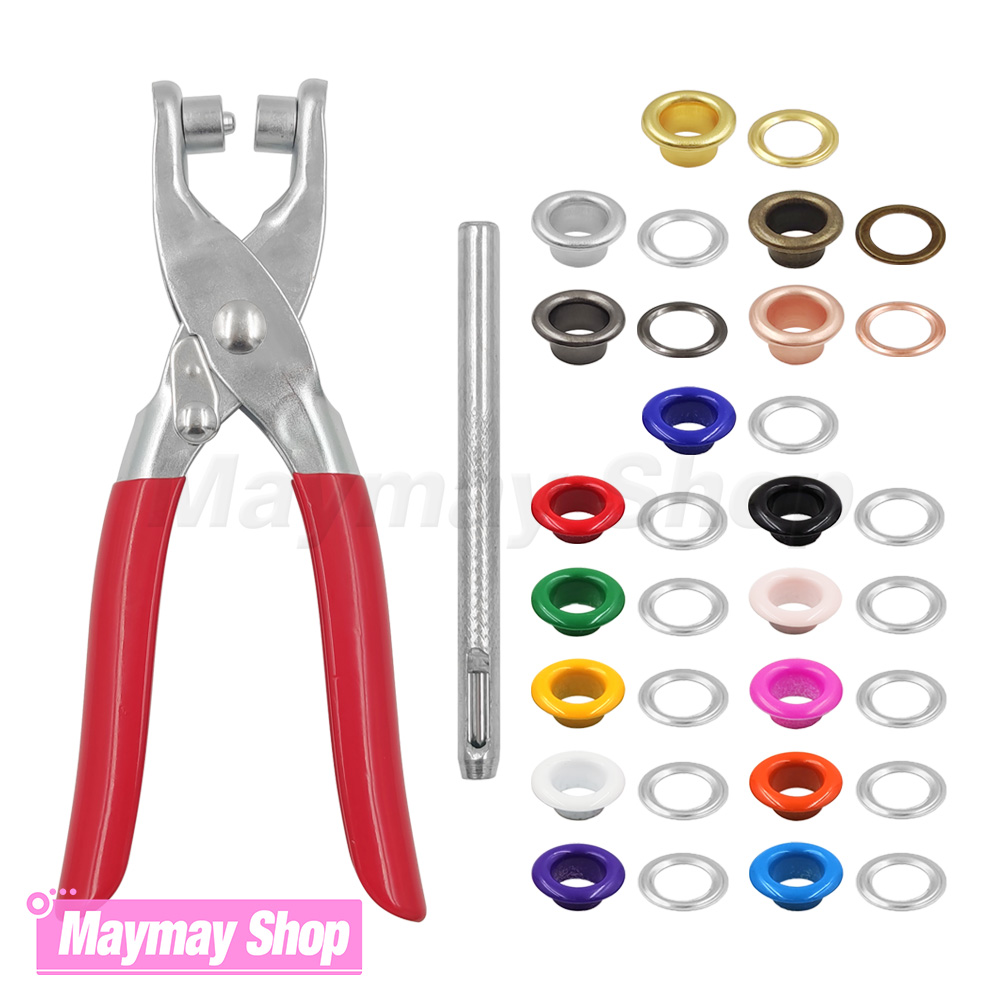 200 Sets Metal Eyelet Grommet Eyelet With Install Plier Set Eyelets Grommet Tool For DIY Leathercraft Shoes Belt Cap Bag Clothes