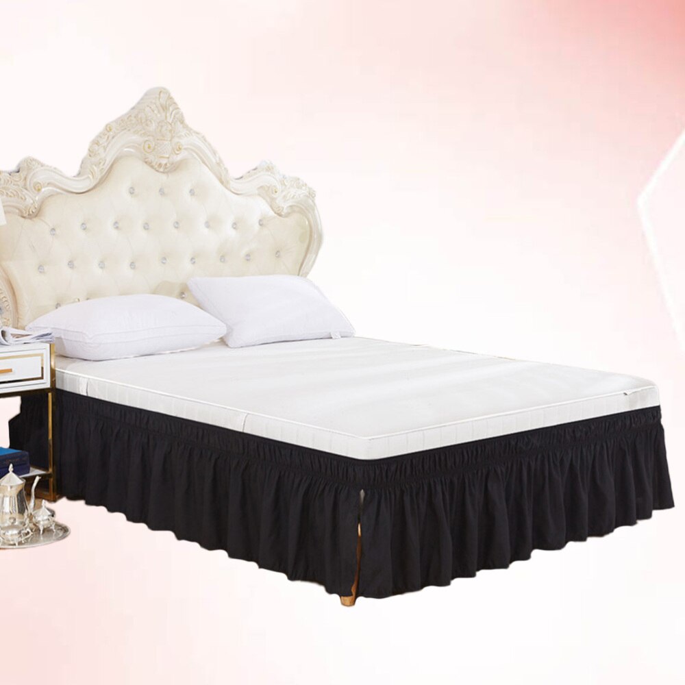1pc lagner sengetøj plisseret nederdel støv flæse seng skjorte seng tilbehør bouffancy seng nederdel til seng hotel: Sort