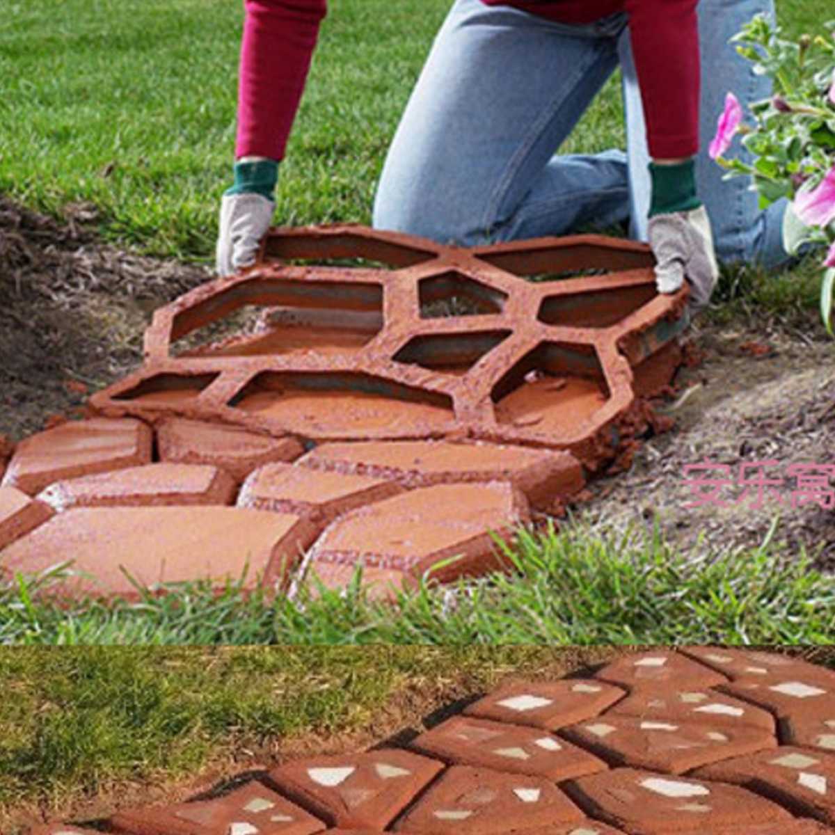 Jardín DIY camino de Metal fabricante de pavimento molde de hormigón escalonado de cemento molde de ladrillo para jardines/prados/balcones/CASAS