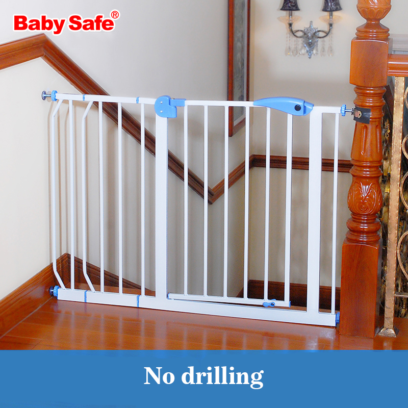 Hjem 82-90cm bredde baby sikkerhedsport 100cm høj trappe jern jern dør baby sikkerhed barriere kæledyr isolering dør hvid
