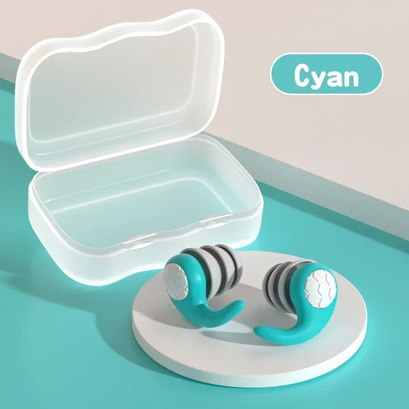 Silikon-Ohrstöpsel mit Geräuschunterdrückung, Geräuschfilter, zum Schlafen, Schwimmen, wasserdicht, dreilagig, stummgeschaltete Ohrstöpsel: cyan