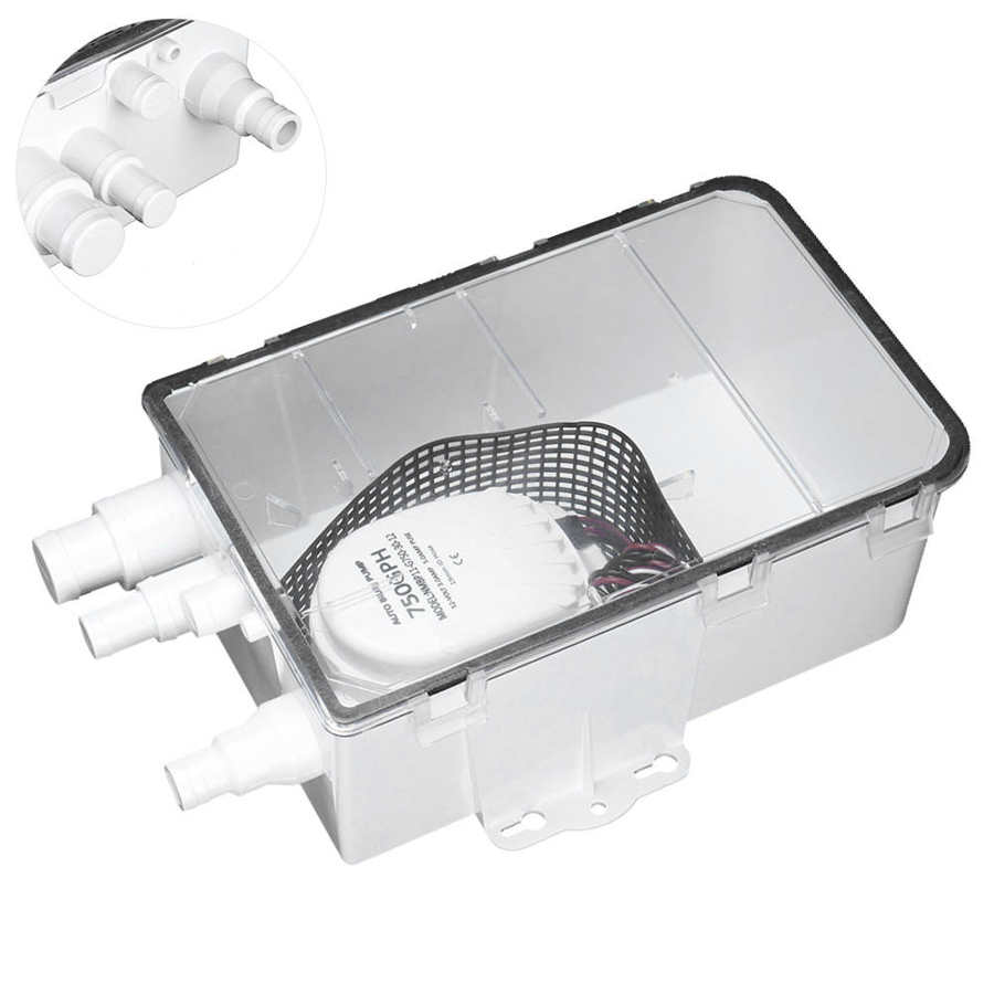 Dusch sump pump system båt rv bilge 12v 750 gph marin multi port avloppslåda marin dusch pump ankomster