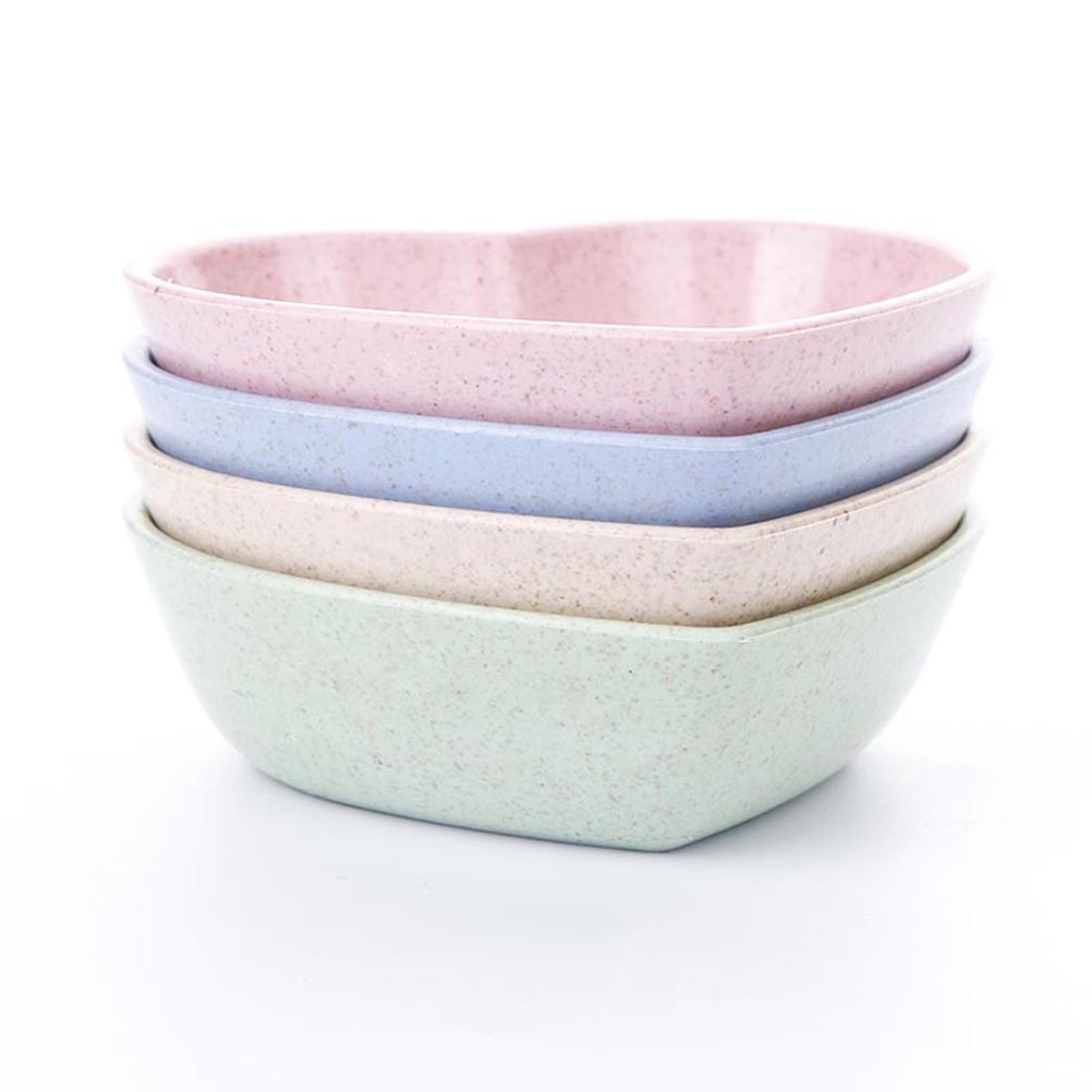 4pcs Nette Liebe Herz Form Weizen Stroh Schalen Essig Gewürz Solide Soja Gerichte Sauce Salz Snack Platten Küche Liefert