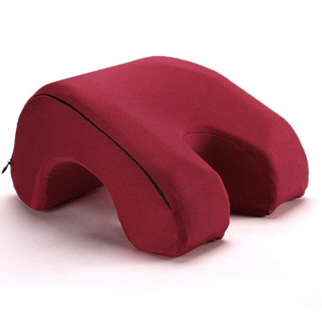 Almohada arqueada de espuma viscoelástica, almohadas arqueadas para aliviar el dolor de cuello, hombros, espalda y brazos, para el hogar, oficina y coche: Wine red