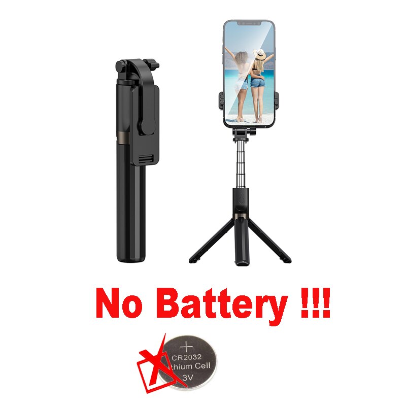 Adecuado para teléfonos inteligentes, iPhones y Samsung, 3 en 1 temporizador automático, trípode, monopié expandible, con control remoto Compatible con Bluetooth: Black