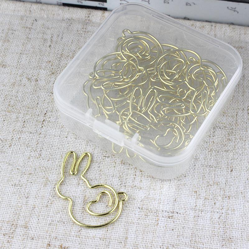 Kanin gem tecknad metallklämma stiftformad gem dekorativ stiftplanerare clips söt clip söta gem dekorativa: Guldfärg