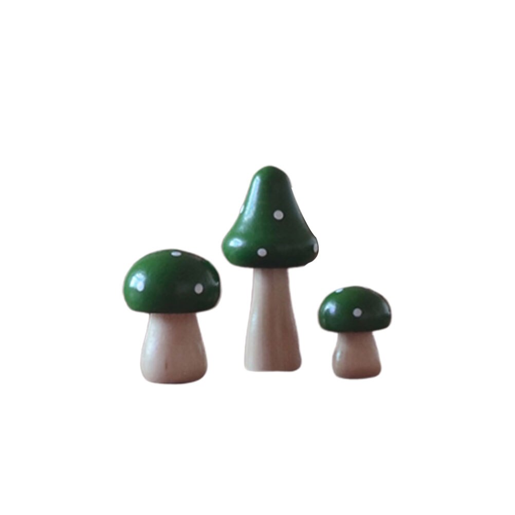 3 pièces simulées champignon Portable attrayant Durable parure de bureau artificielle champignon Sculpture en bois: Jaune clair
