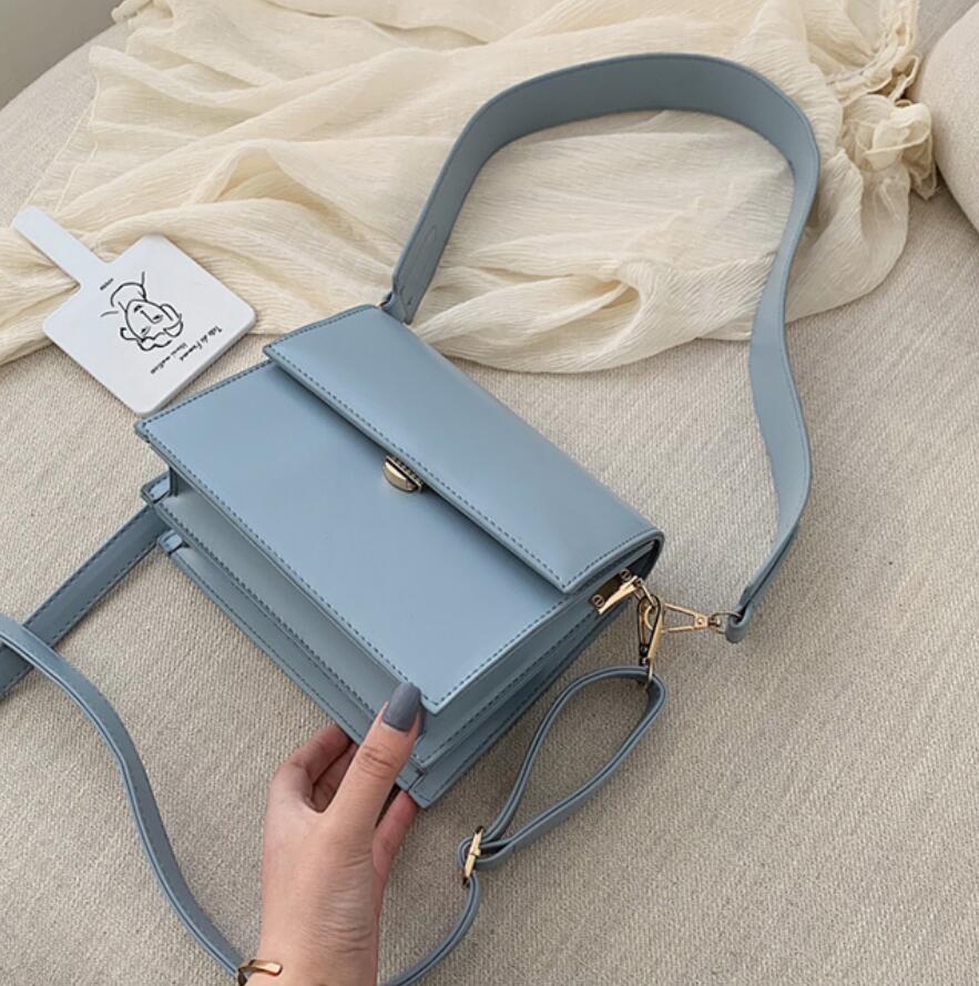 Rétro décontracté rabat carré sac nouvelle en cuir PU femmes concepteur sac à main large bandoulière sacs à bandoulière