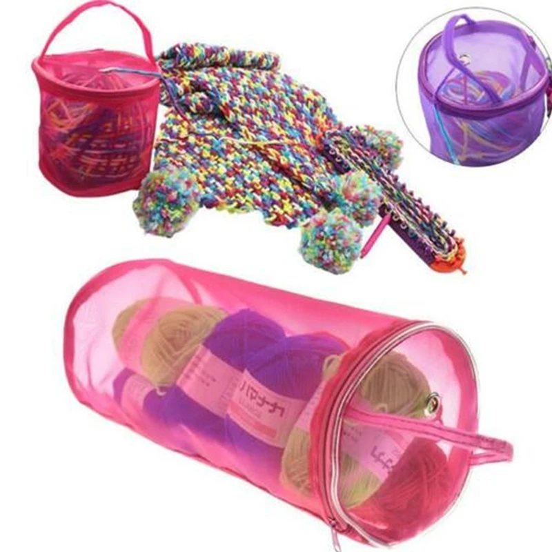 Tragbare Garn Lagerung Tasche Hohl Mesh Stricken Wolle Garn Taschen Häkeln Garn Handtasche Organizer Weben Werkzeuge Nähen Zubehör