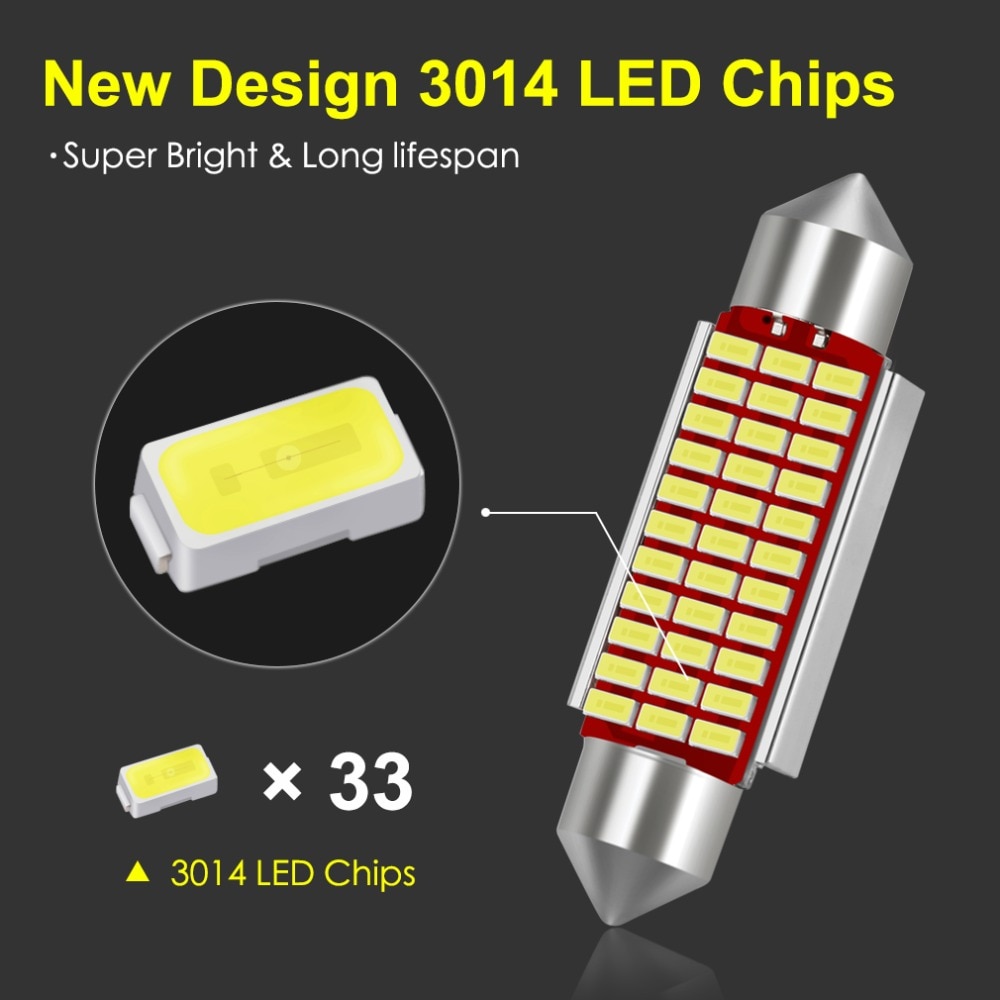 1 stk  c5w led bil interiør lys canbus festoon 31mm 36mm 39mm 42mm led pærer 6000k hvid kuppel læselys auto lampe 12v