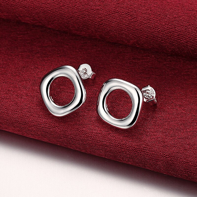 Women Jewelry Set 925 Stamp Silver Color Square Earrings Rings Necklace Bracelet Set For Women Party Jewelry Set Christmas