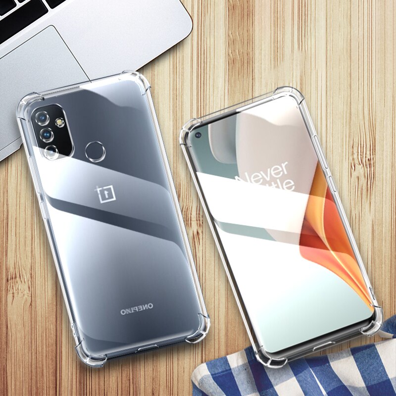 Capa de silicone à prova de choque para oneplus nord n10 n100 5g nordn10 nordn100, proteção traseira macia e transparente