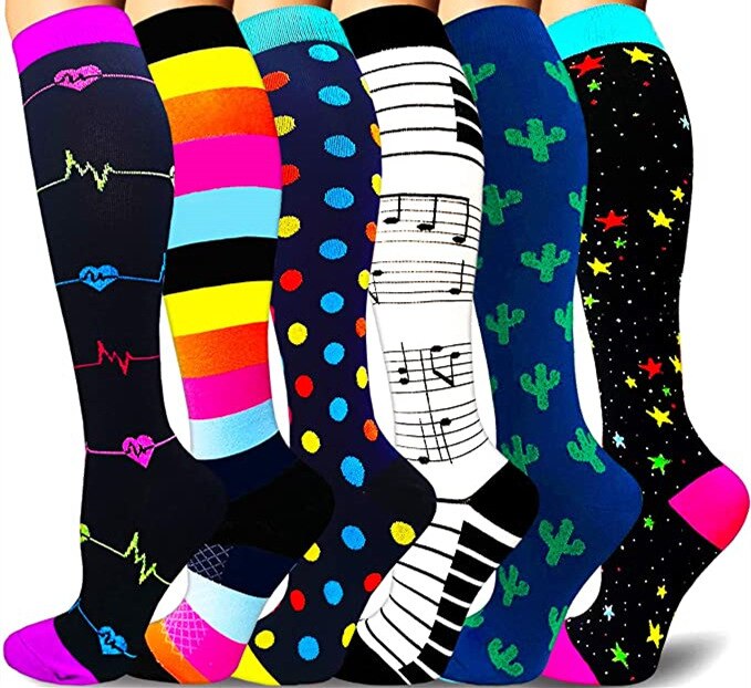 Compression Cycling Socks 3 Pairs/6 Pairs Per Set Pressure Socks Sports: 6 pairs a / S M