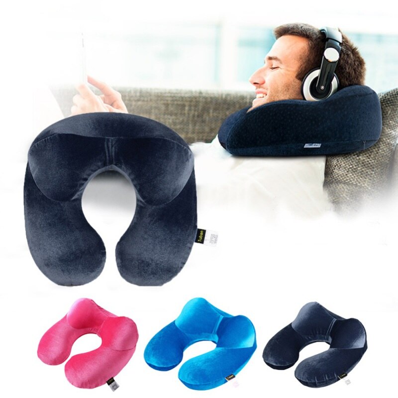 U-vorm Reizen Kussen voor Vliegtuig Opblaasbaar Nekkussen Reizen Accessoires Comfortabele Kussens voor Sleep Thuis Textiel 4 Kleur