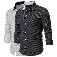 Herfst Mannen Kleding Slim Fit Lange Mouw Mannelijke Shirt Stip Casual Mannen Shirt Bussiness Casual Shirts Plus size S-2XL
