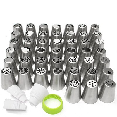 46Pcs Nozzles Set 45Pcs Rvs Icing Piping Nozzle + 1 Adapter Converter Pastry Decorating Tips Cake Cupcake decorateur