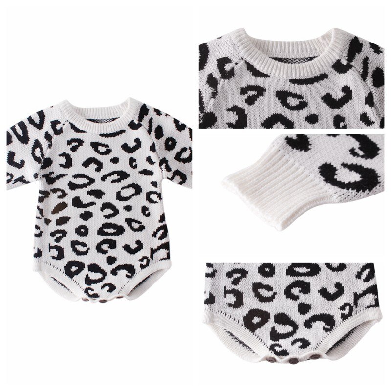 Knitted Baby Clothes Newborn Baby Romper Leopard Baby Girl Romper Cotton Infant Baby Boy Romper Infant Baby Jumpsuit Overalls
