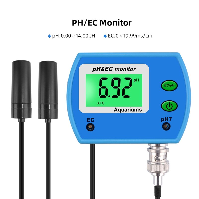 Digital LCD Online PH TEMP Meter Acidimeter Aquarium Drinking Water Monitor 0.01 PH Electrode Analyzer EU Plug