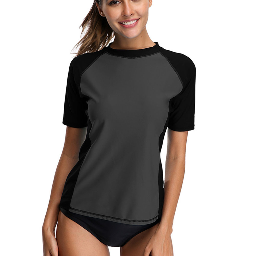 Camisa de manga corta de baño para mujer, Top atlético, UPF 50