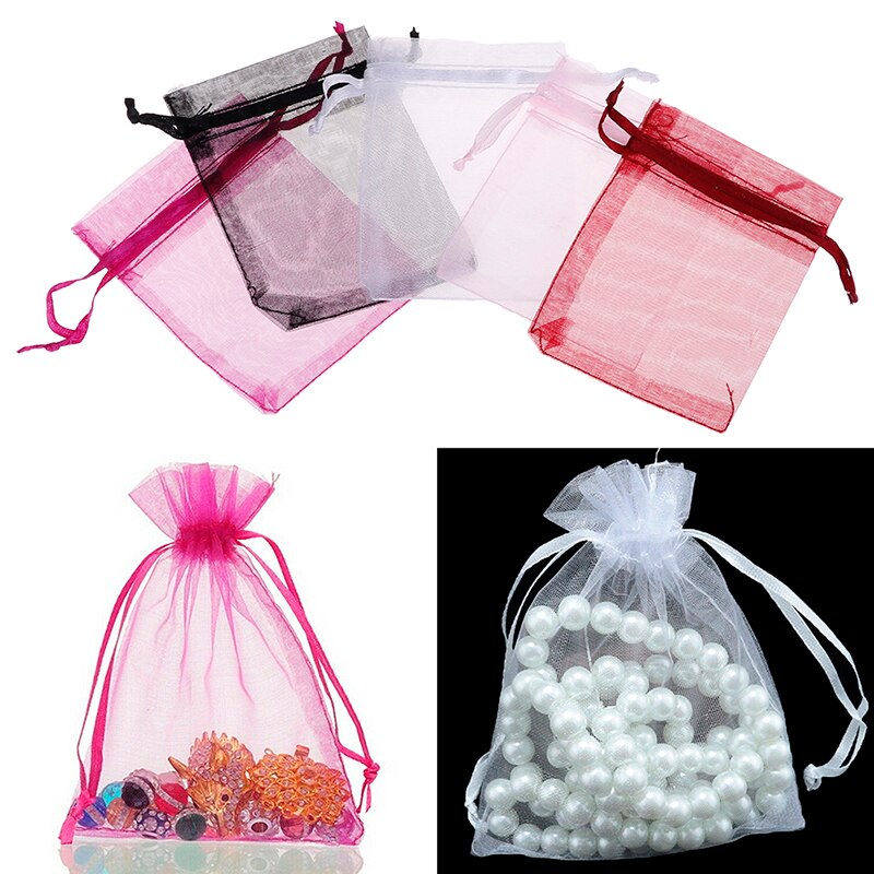 100 pz/borsa Sacchetti di Organza Con Coulisse Maglia Gioielli Regalo Borse multiuso Contenitore Coulisse Borse