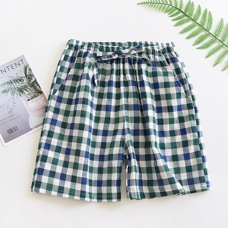 Shorts for Couple Women Cotton Sleep Bottoms Plaid Shorts Comfy Elastic Waist Home Pants Men Ladies Pajama Pants Beach Pants