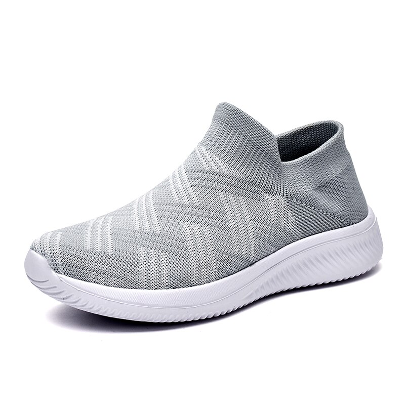 Women Stretch for Casual Shoes Mesh Flat Walking Shoes Sneakers Weaving Socks Sneakers Casual Student Breathable Female: Gray / 36